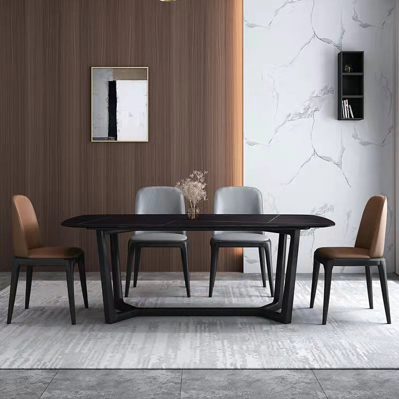 Mesa de comedor de estilo industrial mesa de piedra rectangular con base de caballete