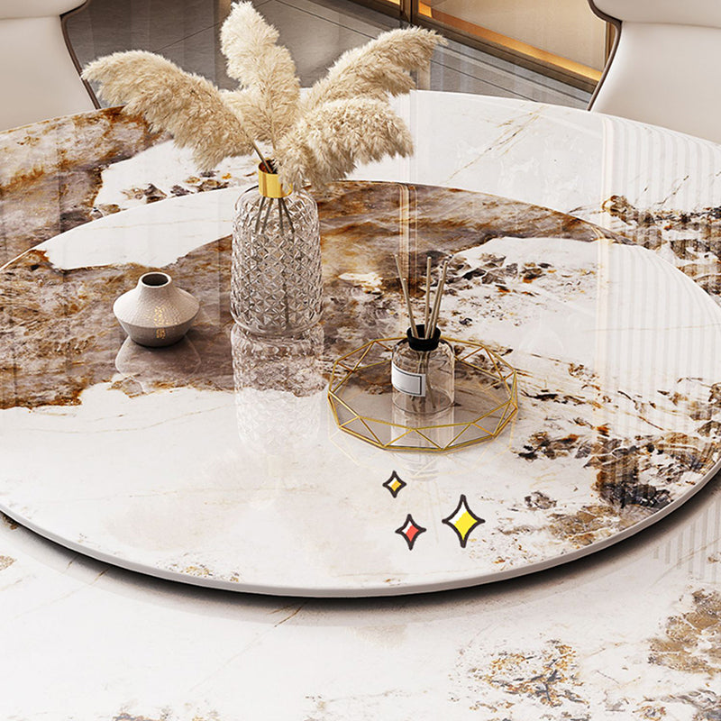 Round Furniture Luxury Style Stone Pedestal Dinner Table with Turntable
