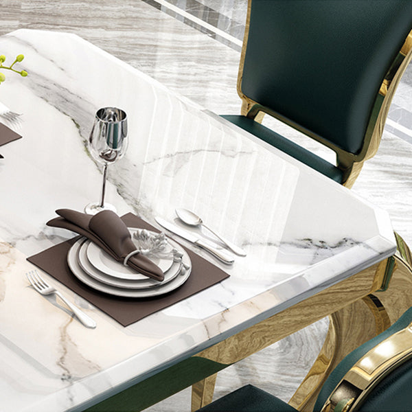 Rectangle Shape Luxury Style Dining Table Marble Fixed Table for Kitchen