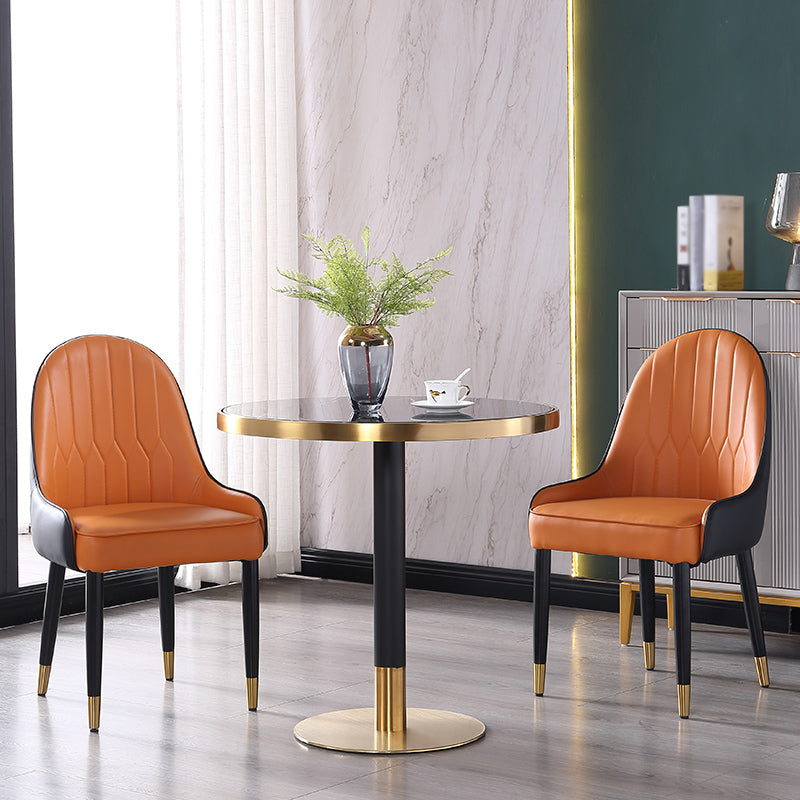 Metal Traditional Luxury Round Dining Table Marble Indoor Table with Pedestal Base