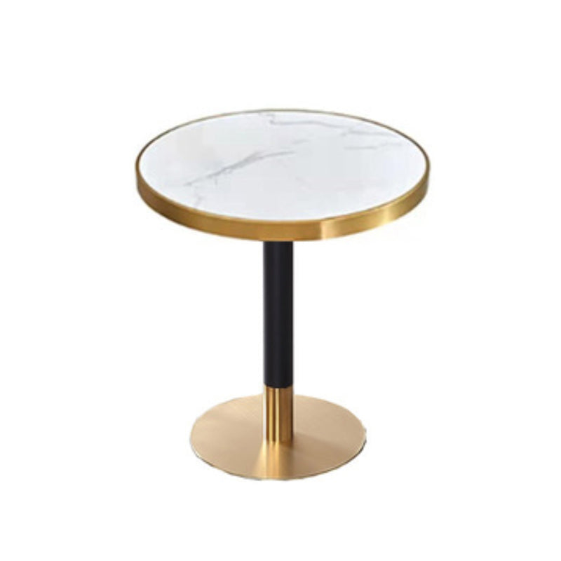 Metal Traditional Luxury Round Dining Table Marble Indoor Table with Pedestal Base