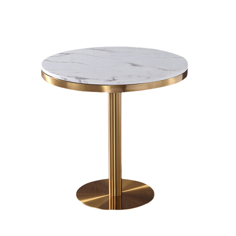 Metal Traditional Luxury Round Dining Table Marble Indoor Table with Pedestal Base