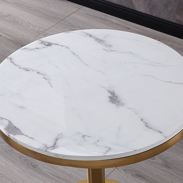 Metal Traditional Luxury Round Dining Table Marble Indoor Table with Pedestal Base