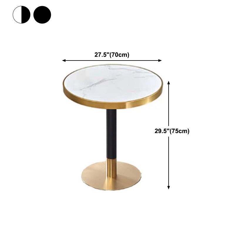 Metal Traditional Luxury Round Dining Table Marble Indoor Table with Pedestal Base