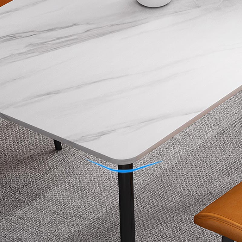 Industrial Sintered Stone Table Restaurant Rectangle Table with Double Pedestal Base