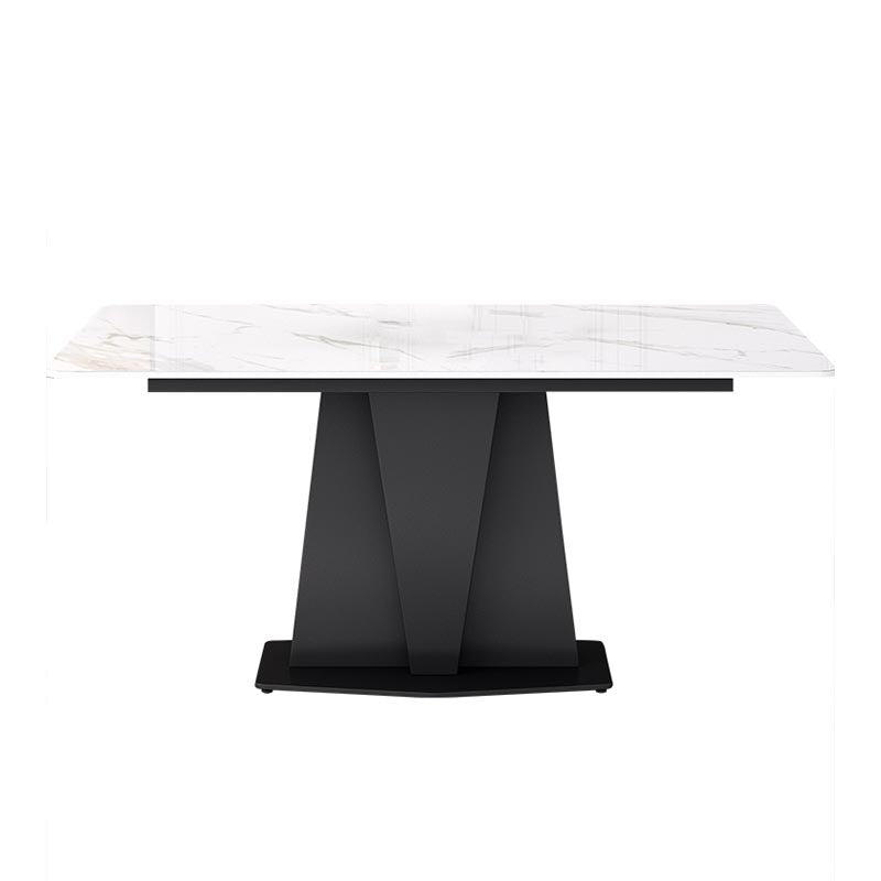 Industrial Sintered Stone Tisch Rechteck Esstisch mit Sockelbasis für das Restaurant
