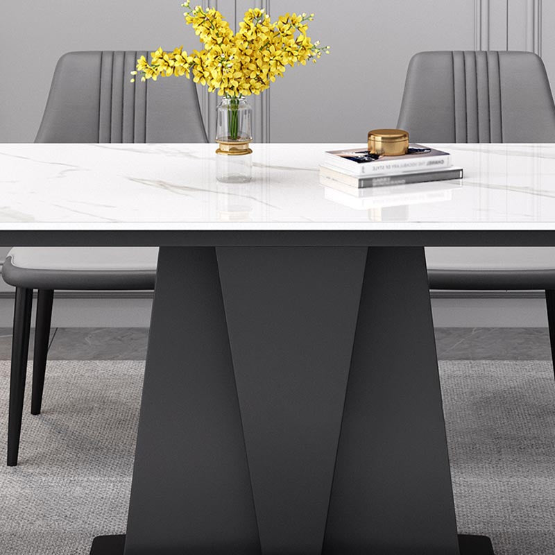 Industrial Sintered Stone Tisch Rechteck Esstisch mit Sockelbasis für das Restaurant