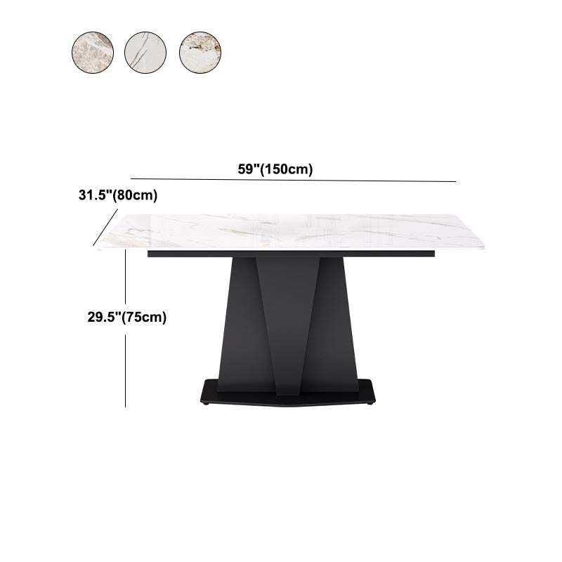 Industrial Sintered Stone Tisch Rechteck Esstisch mit Sockelbasis für das Restaurant