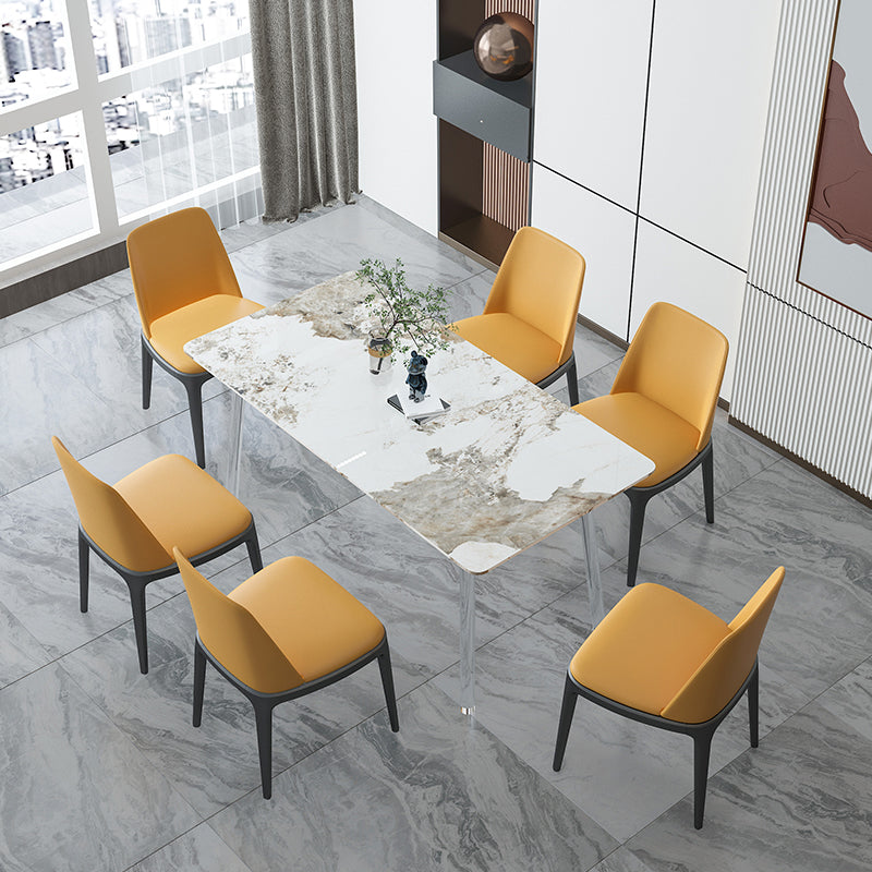 Sintered Stone Dining Table Modern Rectangle Dining Table with Acrylic Base for Home Use