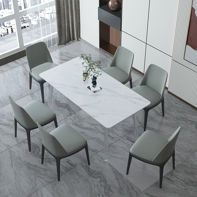 Sintered Stone Dining Table Modern Rectangle Dining Table with Acrylic Base for Home Use