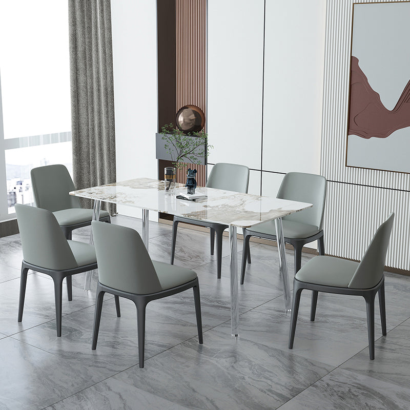 Sintered Stone Dining Table Modern Rectangle Dining Table with Acrylic Base for Home Use