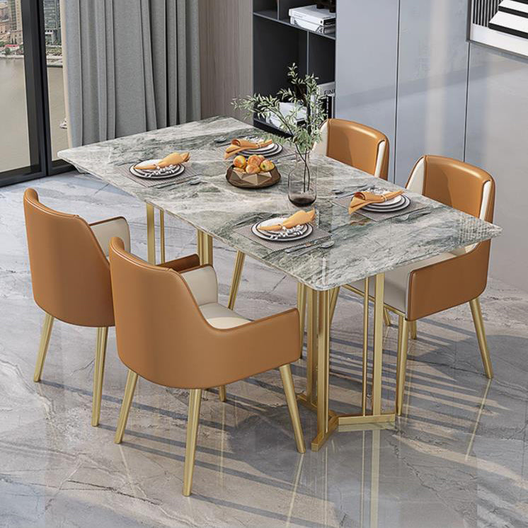 Mesa de comedor de doble pedestal de muebles de piedra de lujo tradicional