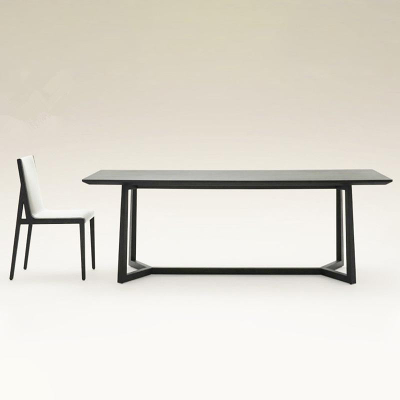 Mesa de comedor industrial rectangular Mesa fija de madera maciza con base de caballete