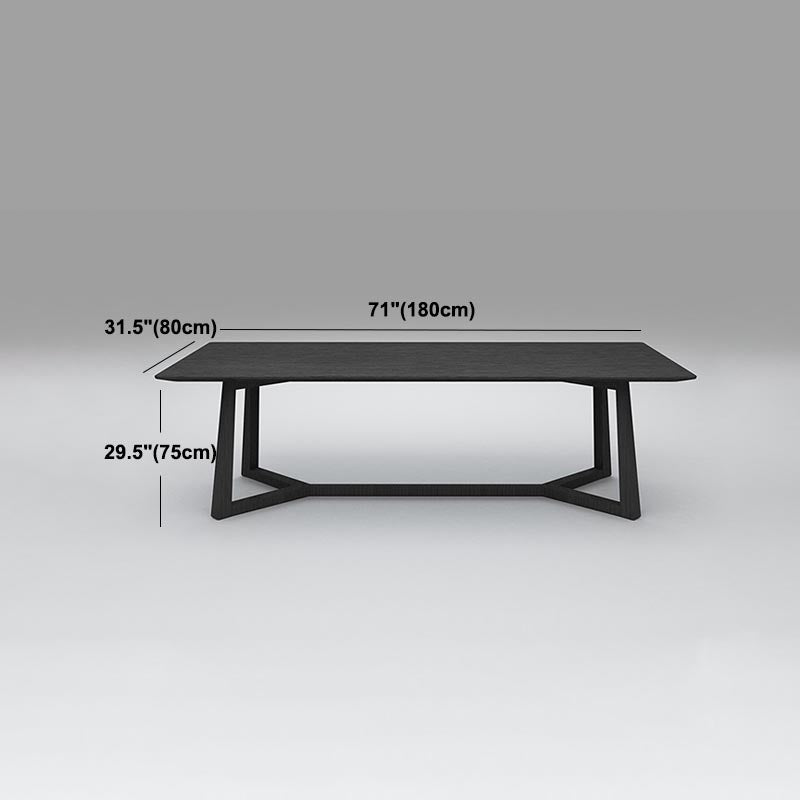Mesa de comedor industrial rectangular Mesa fija de madera maciza con base de caballete