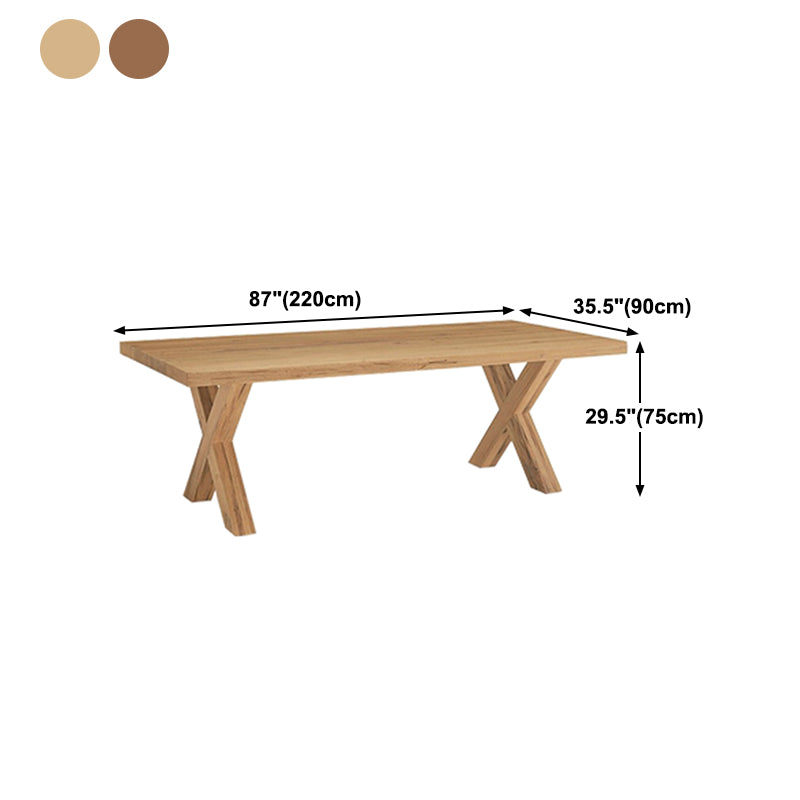 Table à manger rectangulaire industrielle en bois de pin avec double piédestal pour restaurant