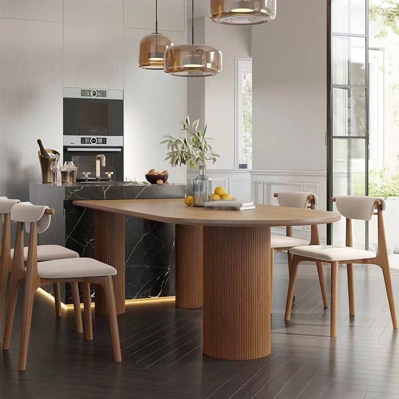 Mesa contemporánea de madera maciza de forma libre, mesa superior de madera de pino para comedor