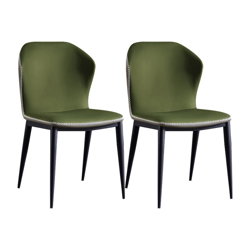 Chaise de salle à manger sans bras à oreilles de conception industrielle, chaise latérale de salle à manger en cuir