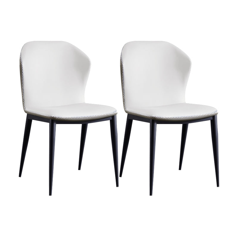 Chaise de salle à manger sans bras à oreilles de conception industrielle, chaise latérale de salle à manger en cuir