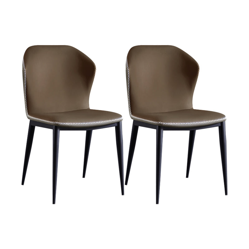 Chaise de salle à manger sans bras à oreilles de conception industrielle, chaise latérale de salle à manger en cuir