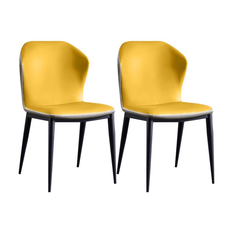 Chaise de salle à manger sans bras à oreilles de conception industrielle, chaise latérale de salle à manger en cuir