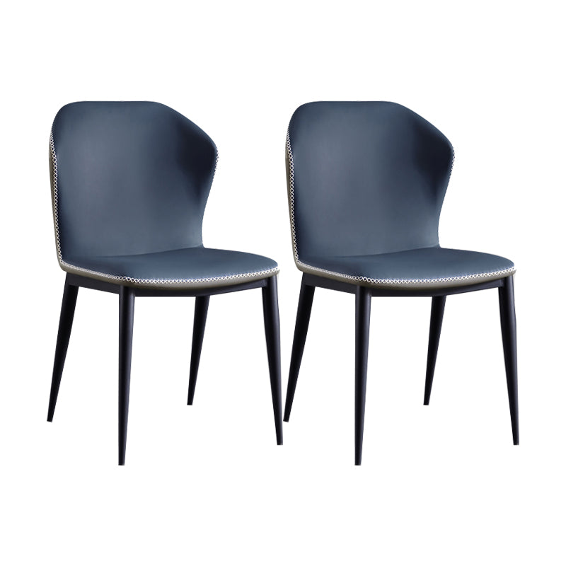 Chaise de salle à manger sans bras à oreilles de conception industrielle, chaise latérale de salle à manger en cuir