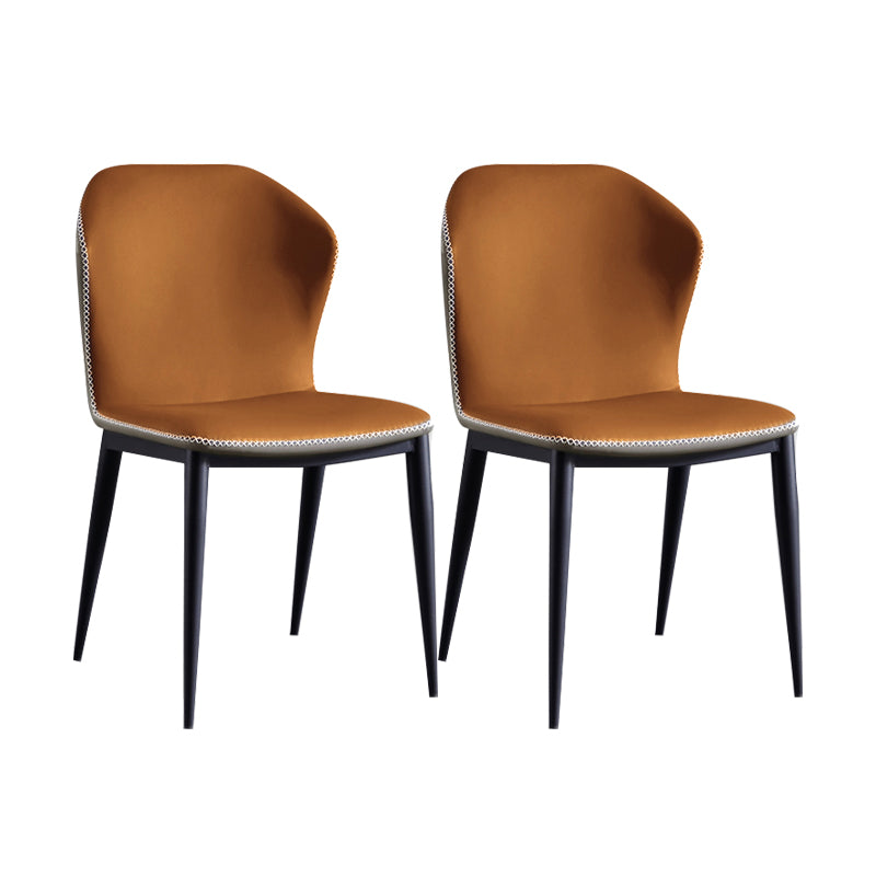 Chaise de salle à manger sans bras à oreilles de conception industrielle, chaise latérale de salle à manger en cuir