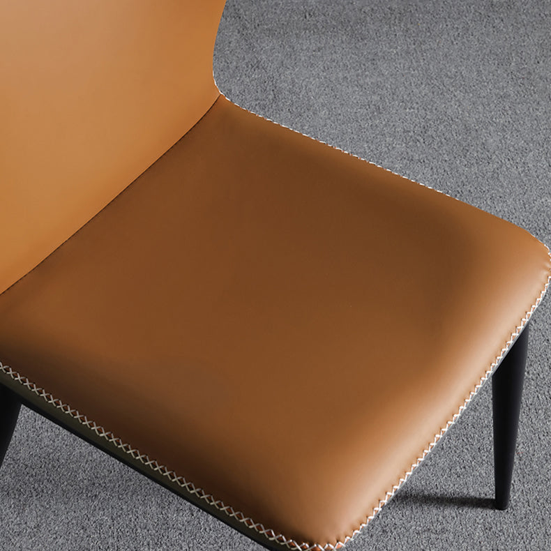 Chaise de salle à manger sans bras à oreilles de conception industrielle, chaise latérale de salle à manger en cuir