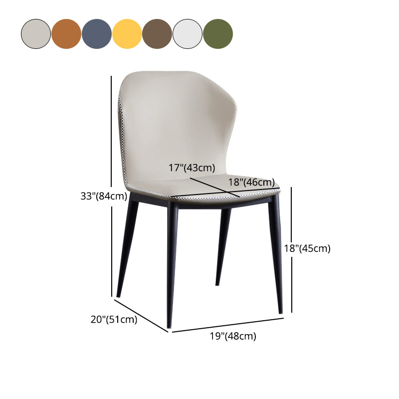 Chaise de salle à manger sans bras à oreilles de conception industrielle, chaise latérale de salle à manger en cuir