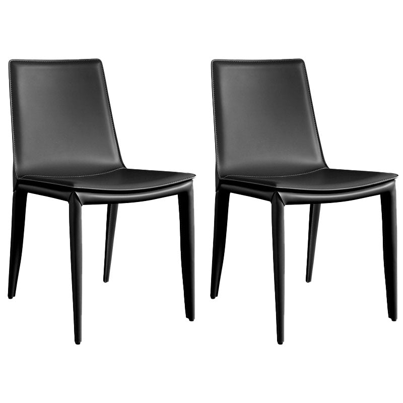 Silla sin brazos de comedor de cuero moderno, sillas de comedor de metal para uso doméstico