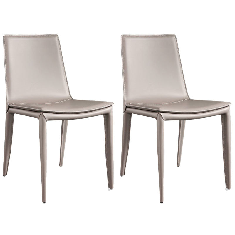 Silla sin brazos de comedor de cuero moderno, sillas de comedor de metal para uso doméstico