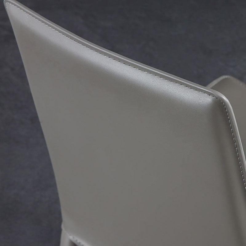 Silla sin brazos de comedor de cuero moderno, sillas de comedor de metal para uso doméstico