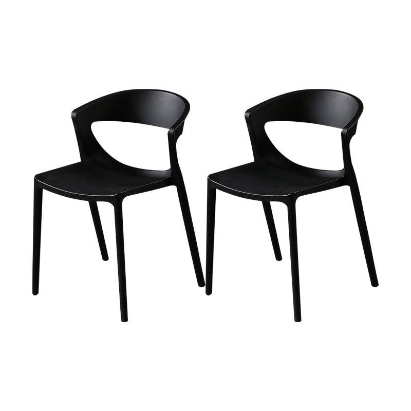 Silla lateral de comedor con respaldo abierto de estilo escandinavo, silla sin brazos de comedor de plástico para el hogar