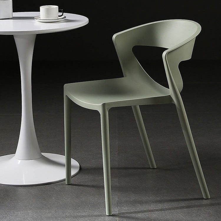 Silla lateral de comedor con respaldo abierto de estilo escandinavo, silla sin brazos de comedor de plástico para el hogar