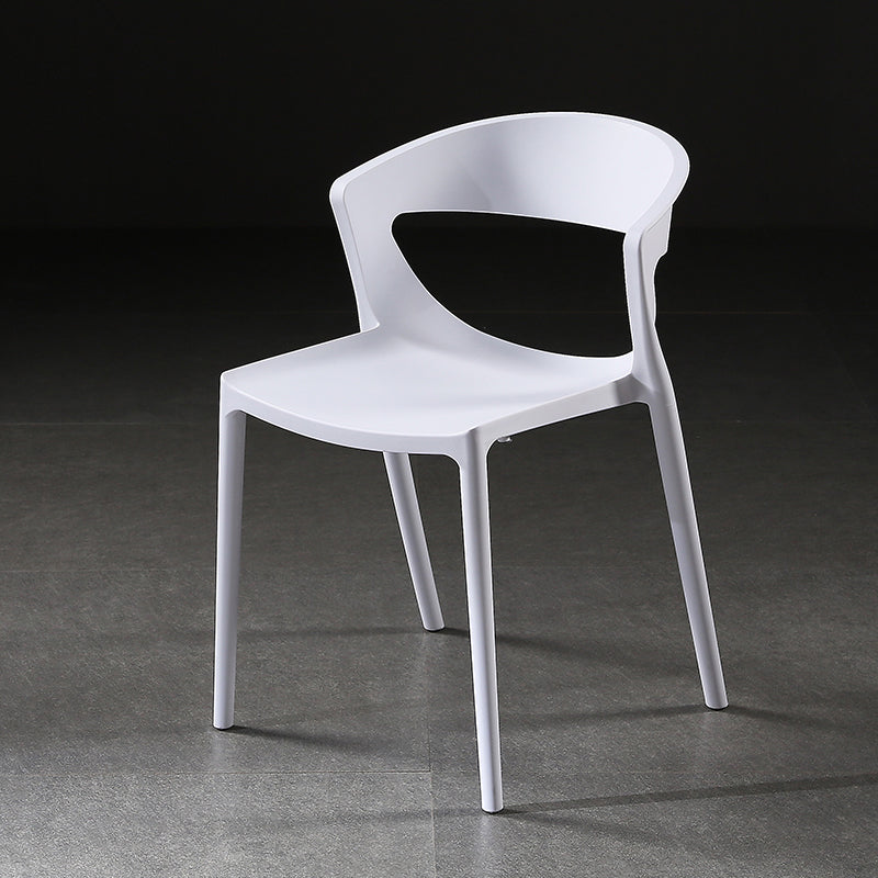 Silla lateral de comedor con respaldo abierto de estilo escandinavo, silla sin brazos de comedor de plástico para el hogar