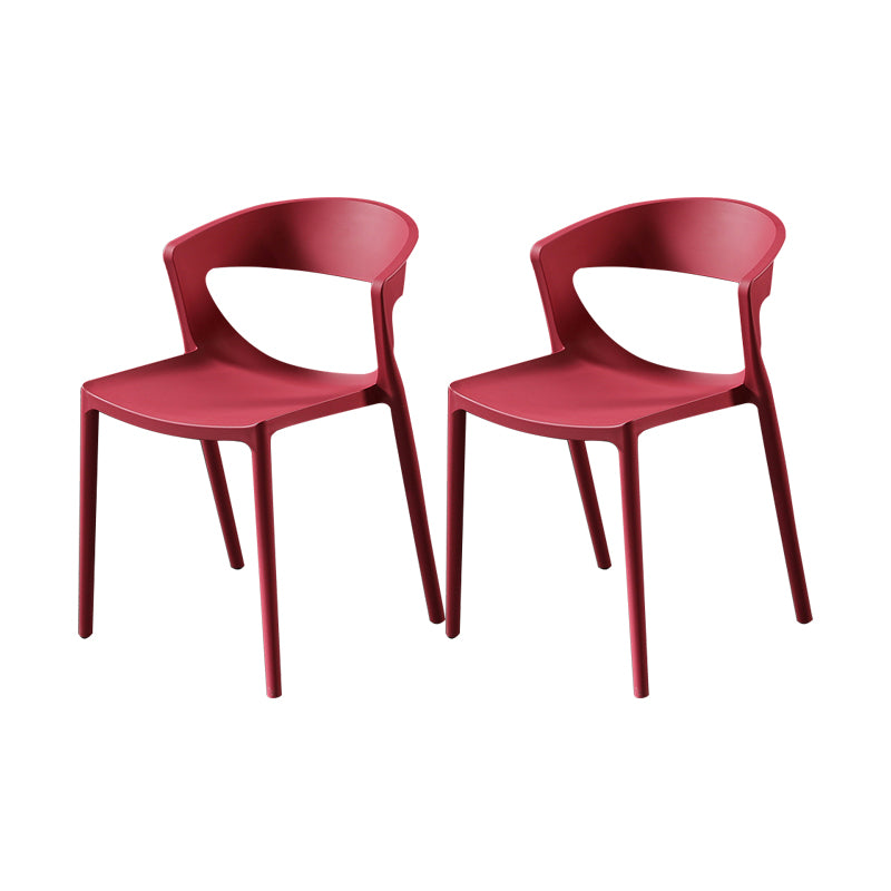 Silla lateral de comedor con respaldo abierto de estilo escandinavo, silla sin brazos de comedor de plástico para el hogar