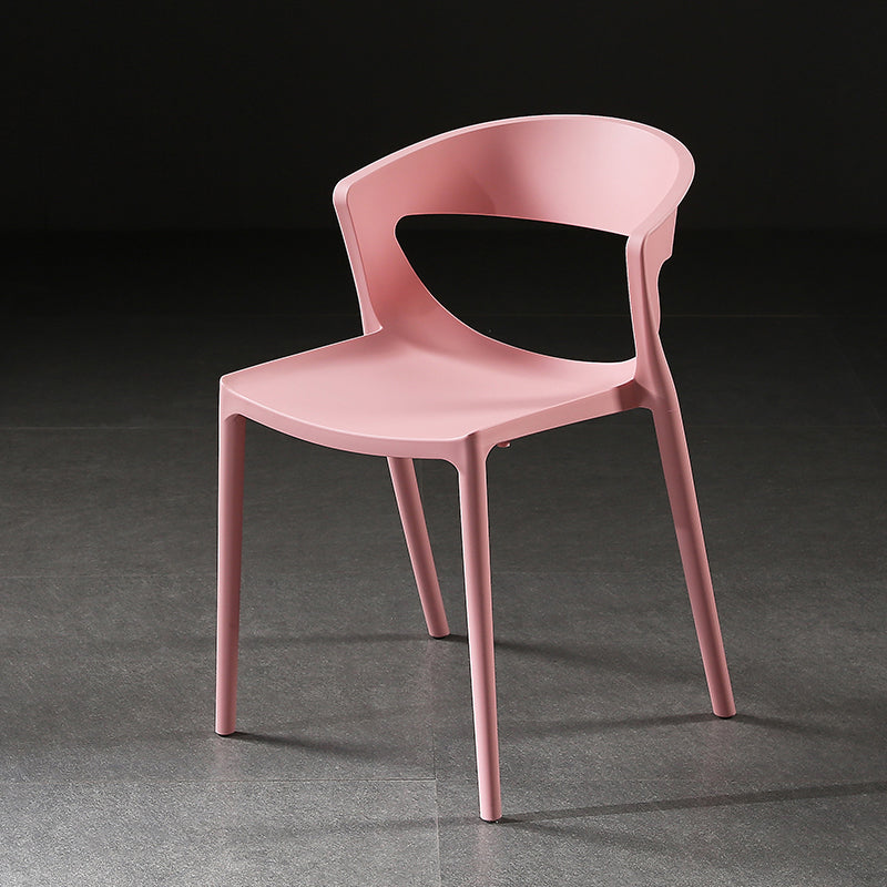 Silla lateral de comedor con respaldo abierto de estilo escandinavo, silla sin brazos de comedor de plástico para el hogar