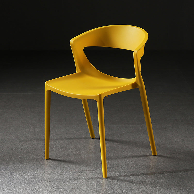 Silla lateral de comedor con respaldo abierto de estilo escandinavo, silla sin brazos de comedor de plástico para el hogar