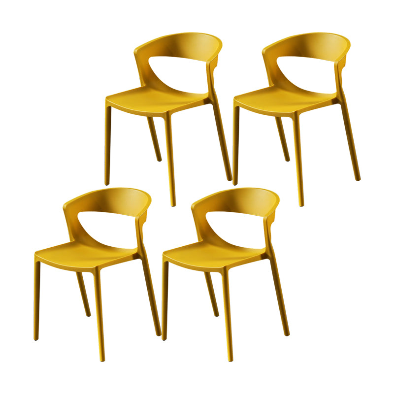 Silla lateral de comedor con respaldo abierto de estilo escandinavo, silla sin brazos de comedor de plástico para el hogar
