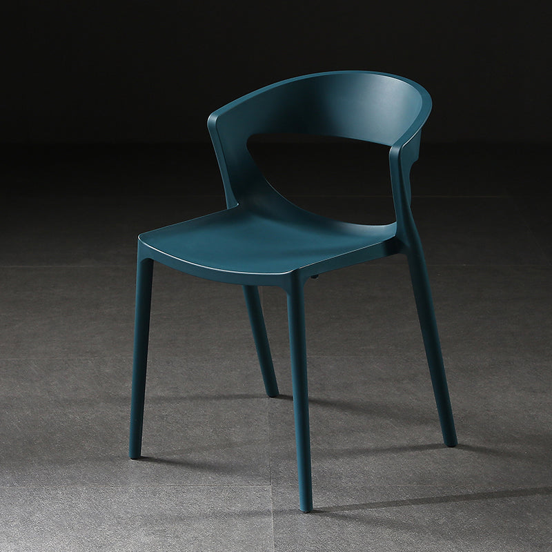 Silla lateral de comedor con respaldo abierto de estilo escandinavo, silla sin brazos de comedor de plástico para el hogar