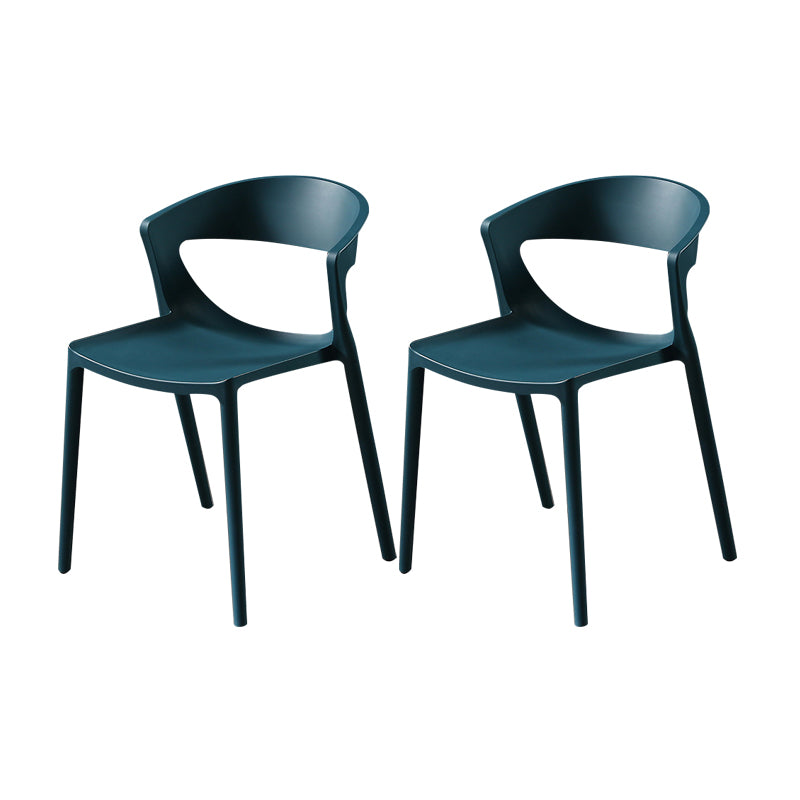 Silla lateral de comedor con respaldo abierto de estilo escandinavo, silla sin brazos de comedor de plástico para el hogar
