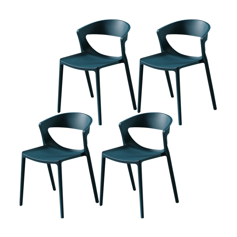 Silla lateral de comedor con respaldo abierto de estilo escandinavo, silla sin brazos de comedor de plástico para el hogar