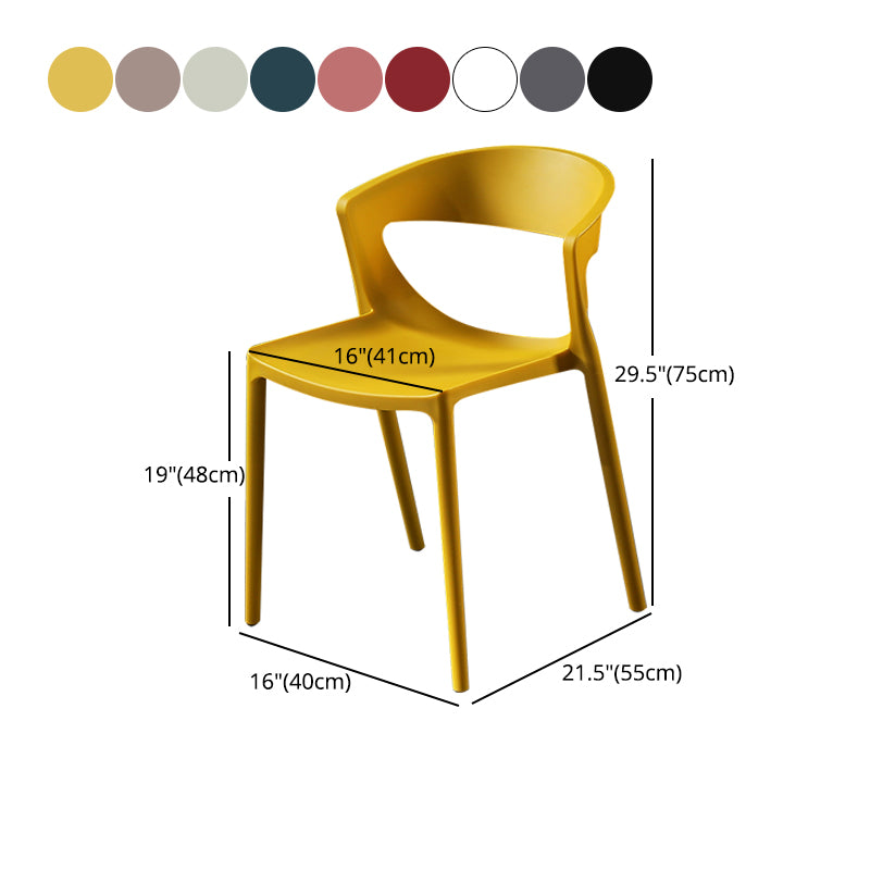 Silla lateral de comedor con respaldo abierto de estilo escandinavo, silla sin brazos de comedor de plástico para el hogar