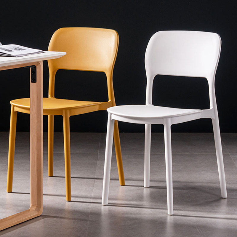 Silla de cocina de estilo contemporáneo, silla lateral de comedor con respaldo abierto sin brazos de plástico