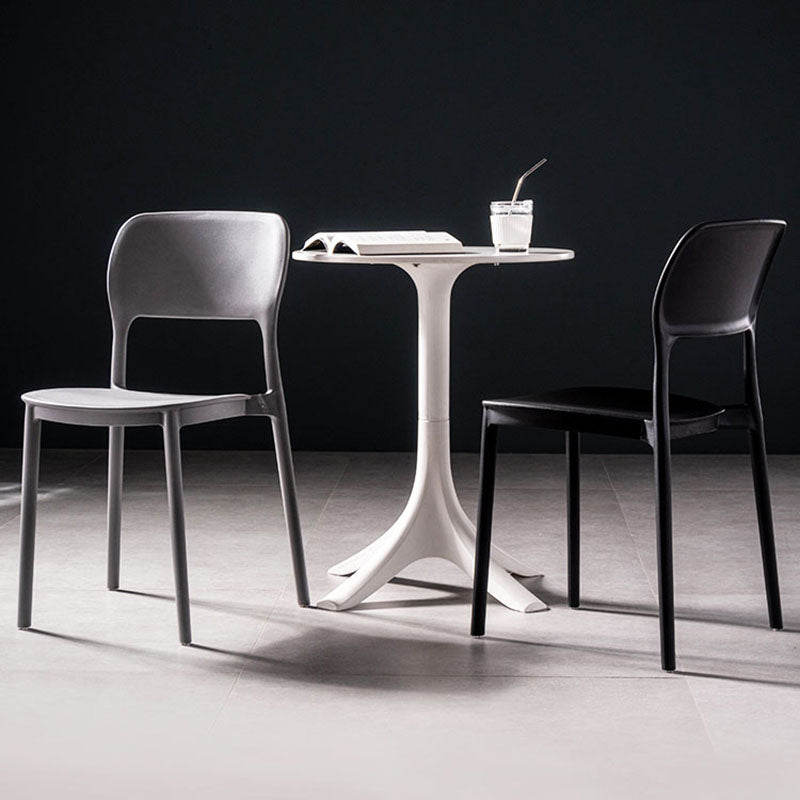 Silla de cocina de estilo contemporáneo, silla lateral de comedor con respaldo abierto sin brazos de plástico
