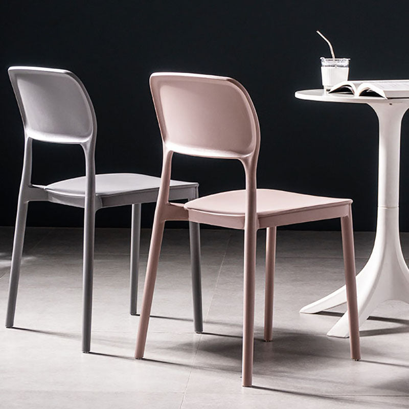 Silla de cocina de estilo contemporáneo, silla lateral de comedor con respaldo abierto sin brazos de plástico