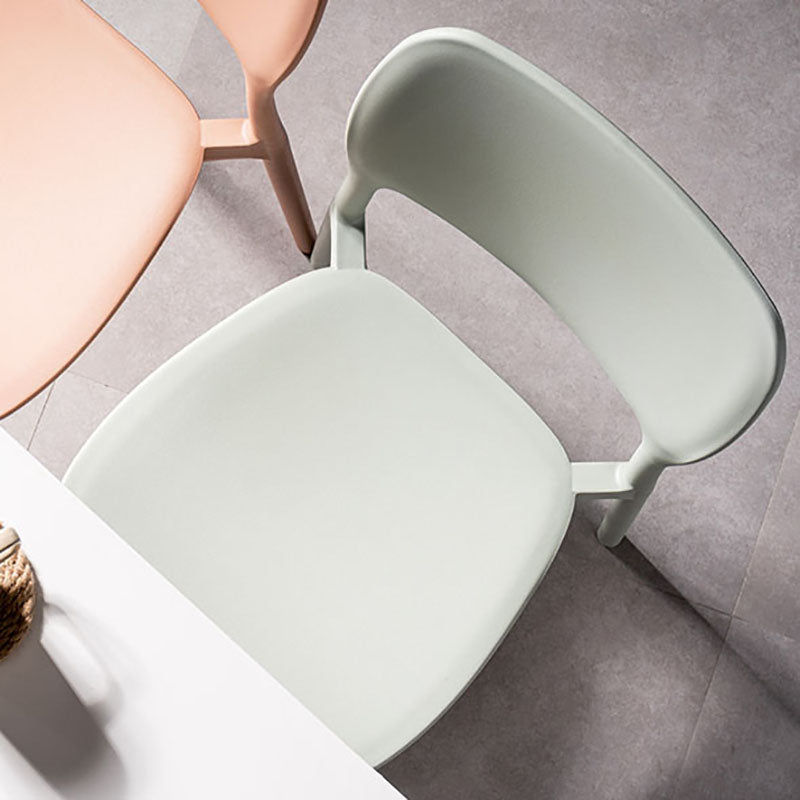 Silla de cocina de estilo contemporáneo, silla lateral de comedor con respaldo abierto sin brazos de plástico