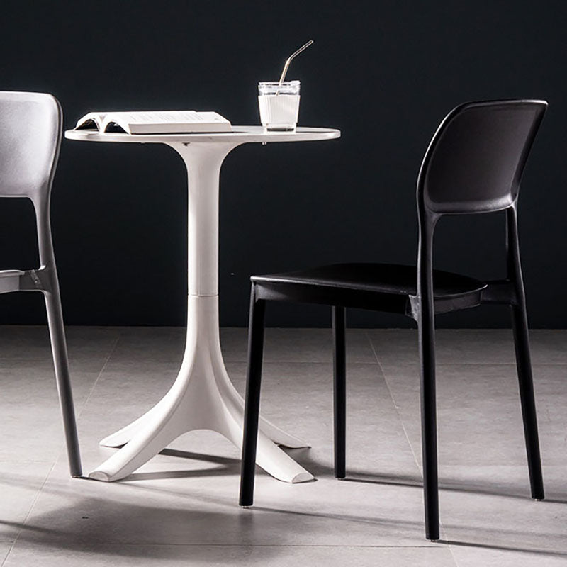 Silla de cocina de estilo contemporáneo, silla lateral de comedor con respaldo abierto sin brazos de plástico