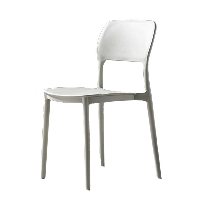 Silla de cocina de estilo contemporáneo, silla lateral de comedor con respaldo abierto sin brazos de plástico