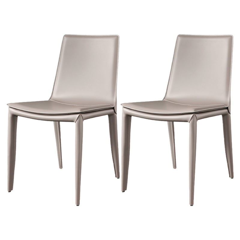 Silla de comedor sin brazos de cuero contemporánea Sillas de comedor de metal
