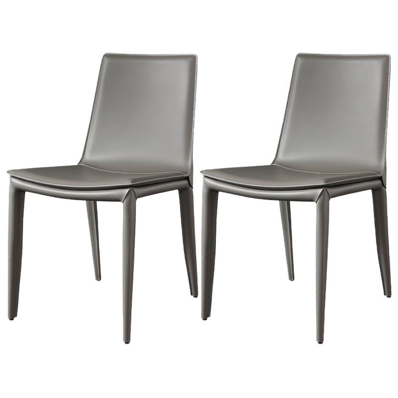 Silla de comedor sin brazos de cuero contemporánea Sillas de comedor de metal